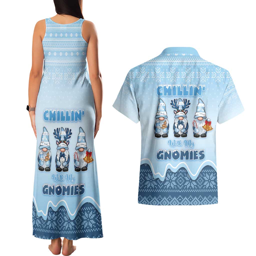Chillin With My Gnomies Couples Matching Tank Maxi Dress and Hawaiian Shirt Merry Christmas - Wonder Print Shop