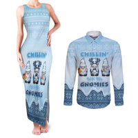Chillin With My Gnomies Couples Matching Tank Maxi Dress and Long Sleeve Button Shirt Merry Christmas - Wonder Print Shop