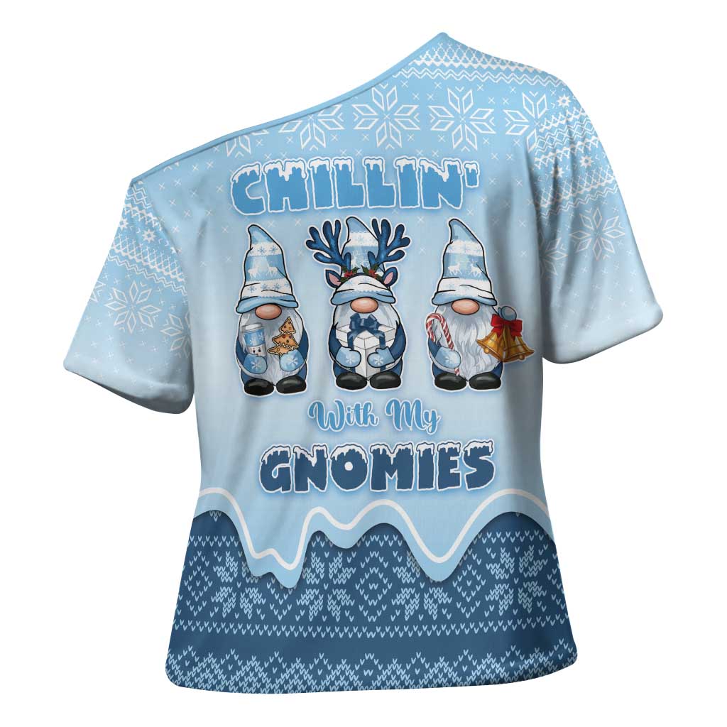 Chillin With My Gnomies Cross Shoulder Shirt Merry Christmas - Wonder Print Shop