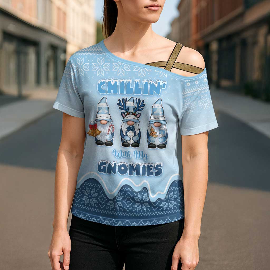 Chillin With My Gnomies Cross Shoulder Shirt Merry Christmas - Wonder Print Shop