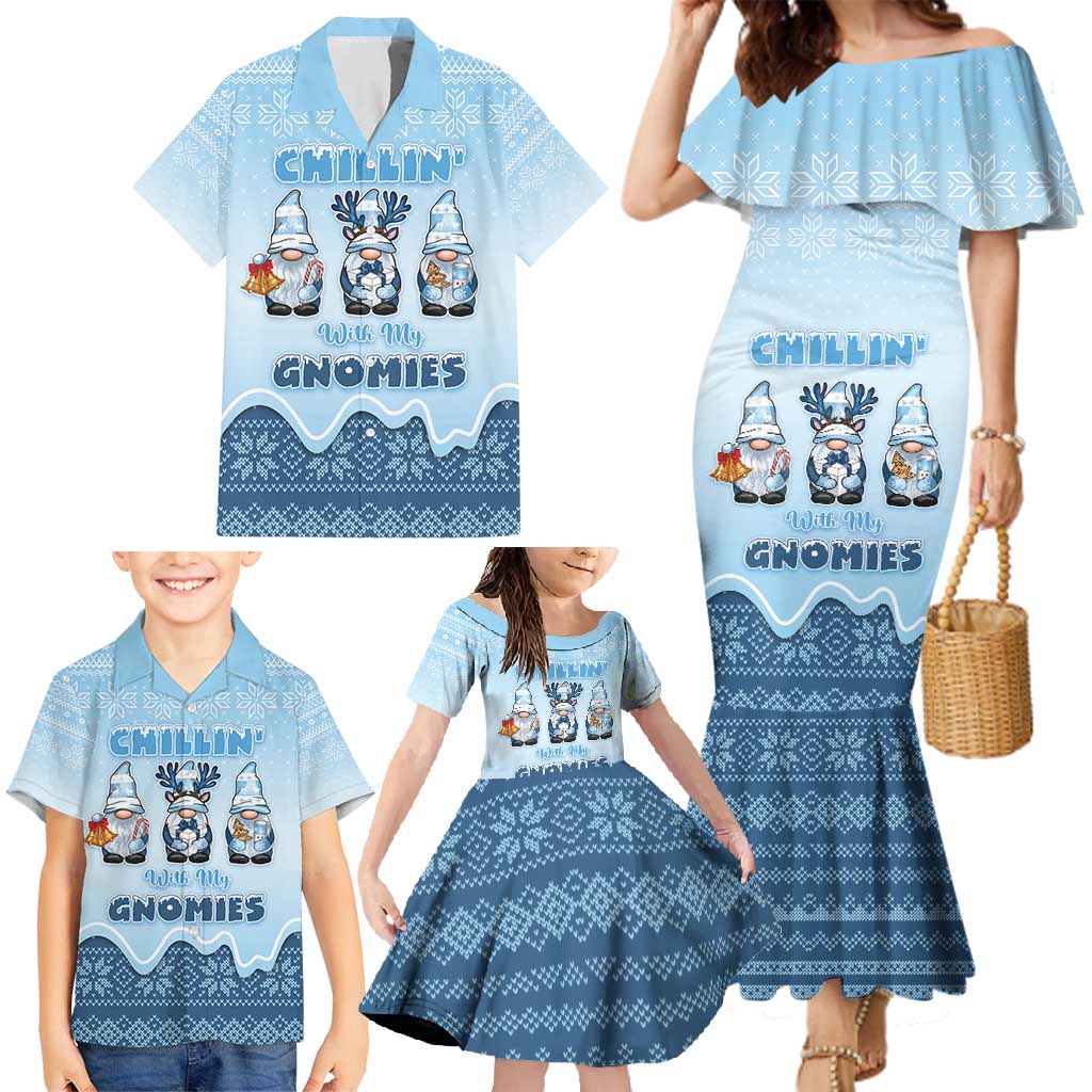 Chillin With My Gnomies Family Matching Mermaid Dress and Hawaiian Shirt Merry Christmas - Wonder Print Shop
