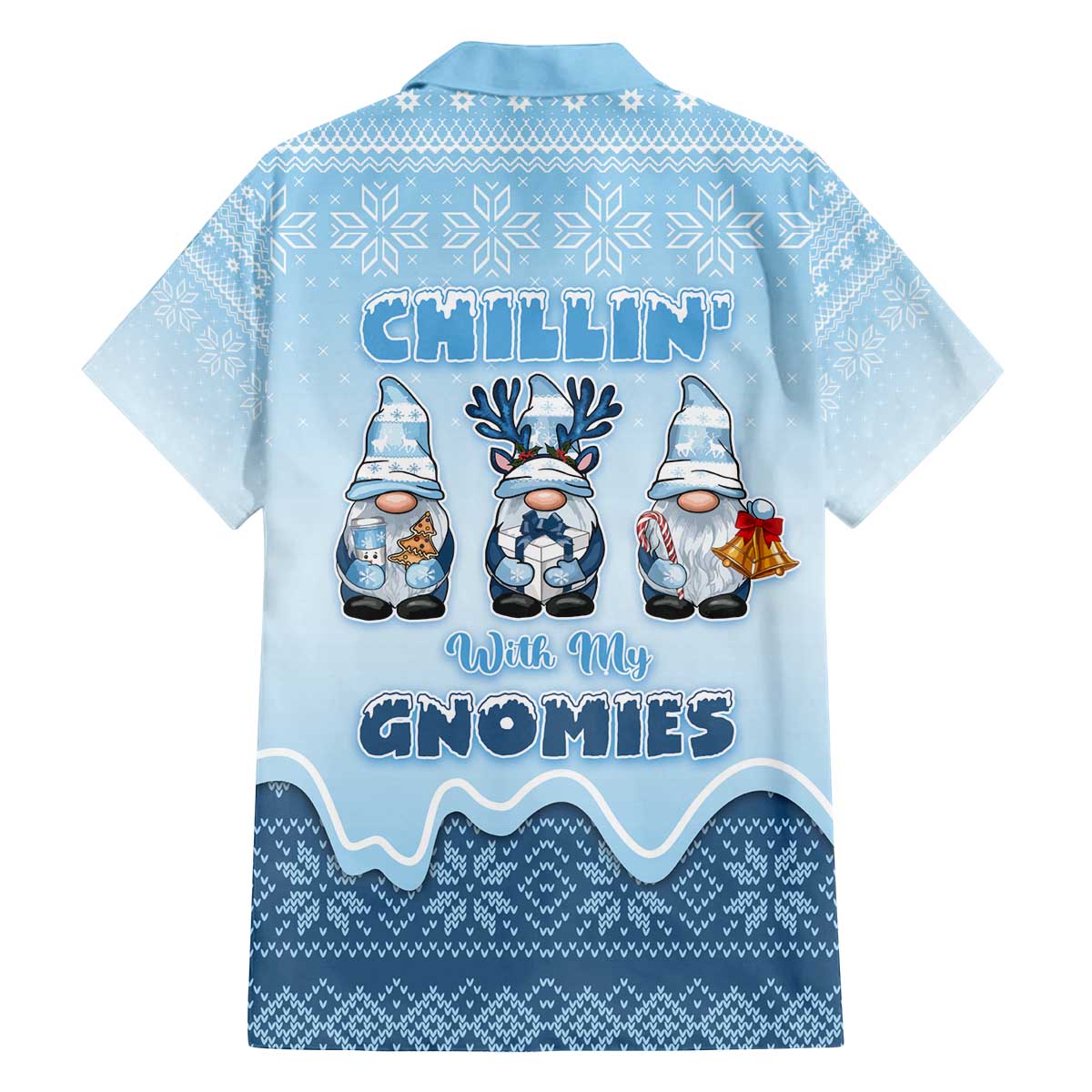 Chillin With My Gnomies Family Matching Off The Shoulder Long Sleeve Dress and Hawaiian Shirt Merry Christmas - Wonder Print Shop