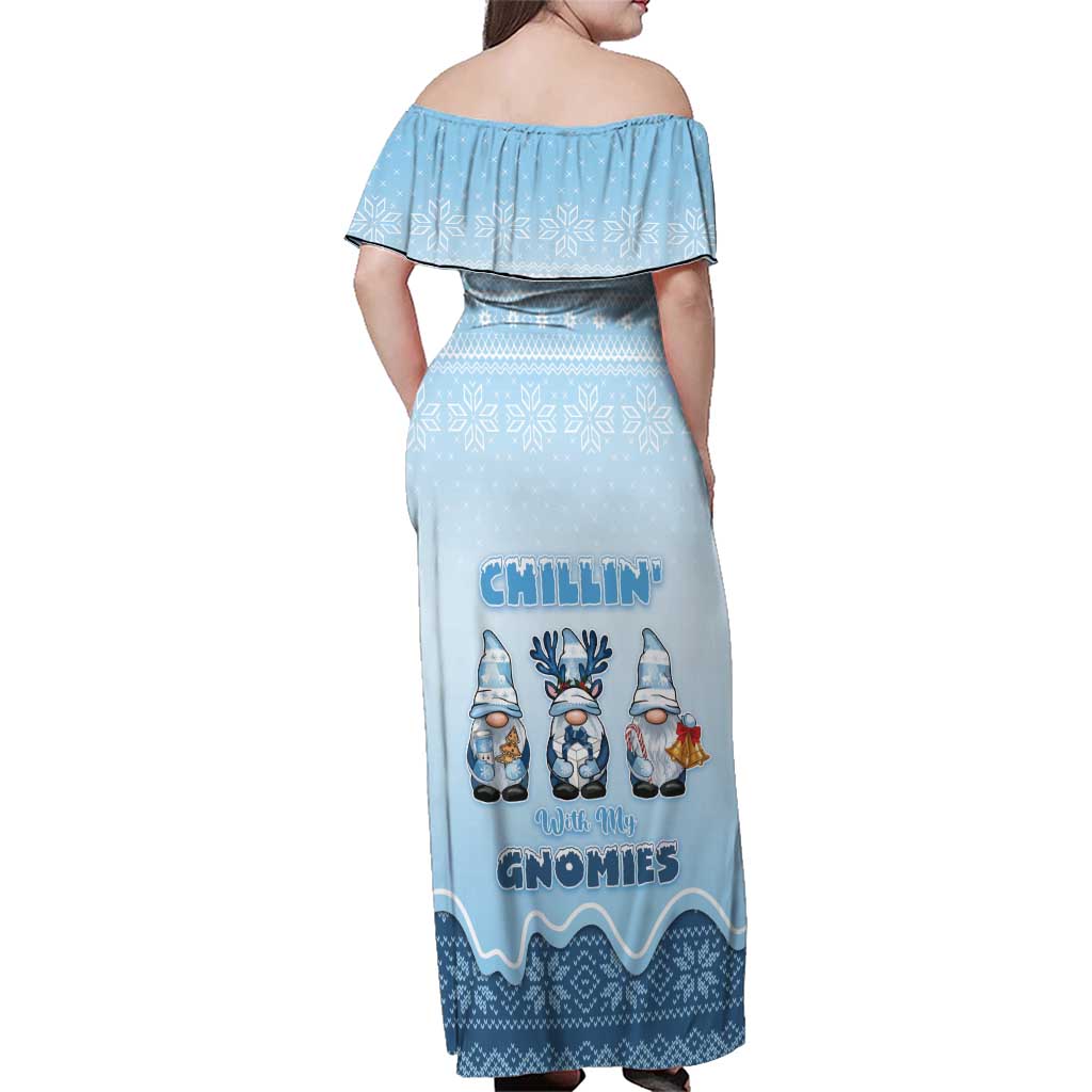 Chillin With My Gnomies Family Matching Off Shoulder Maxi Dress and Hawaiian Shirt Merry Christmas - Wonder Print Shop
