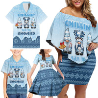 Chillin With My Gnomies Family Matching Off Shoulder Short Dress and Hawaiian Shirt Merry Christmas - Wonder Print Shop