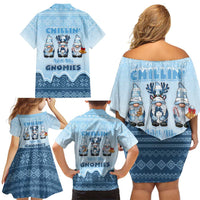 Chillin With My Gnomies Family Matching Off Shoulder Short Dress and Hawaiian Shirt Merry Christmas - Wonder Print Shop