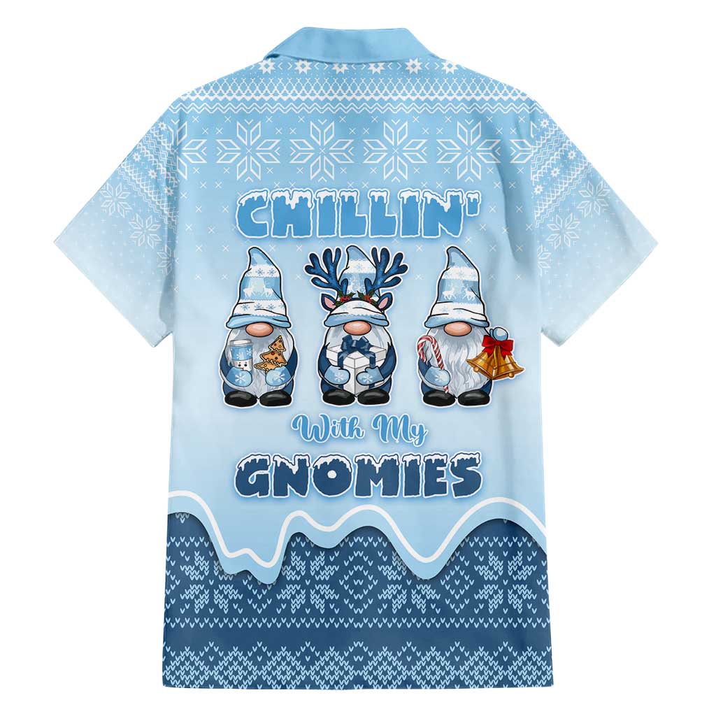 Chillin With My Gnomies Family Matching Short Sleeve Bodycon Dress and Hawaiian Shirt Merry Christmas - Wonder Print Shop