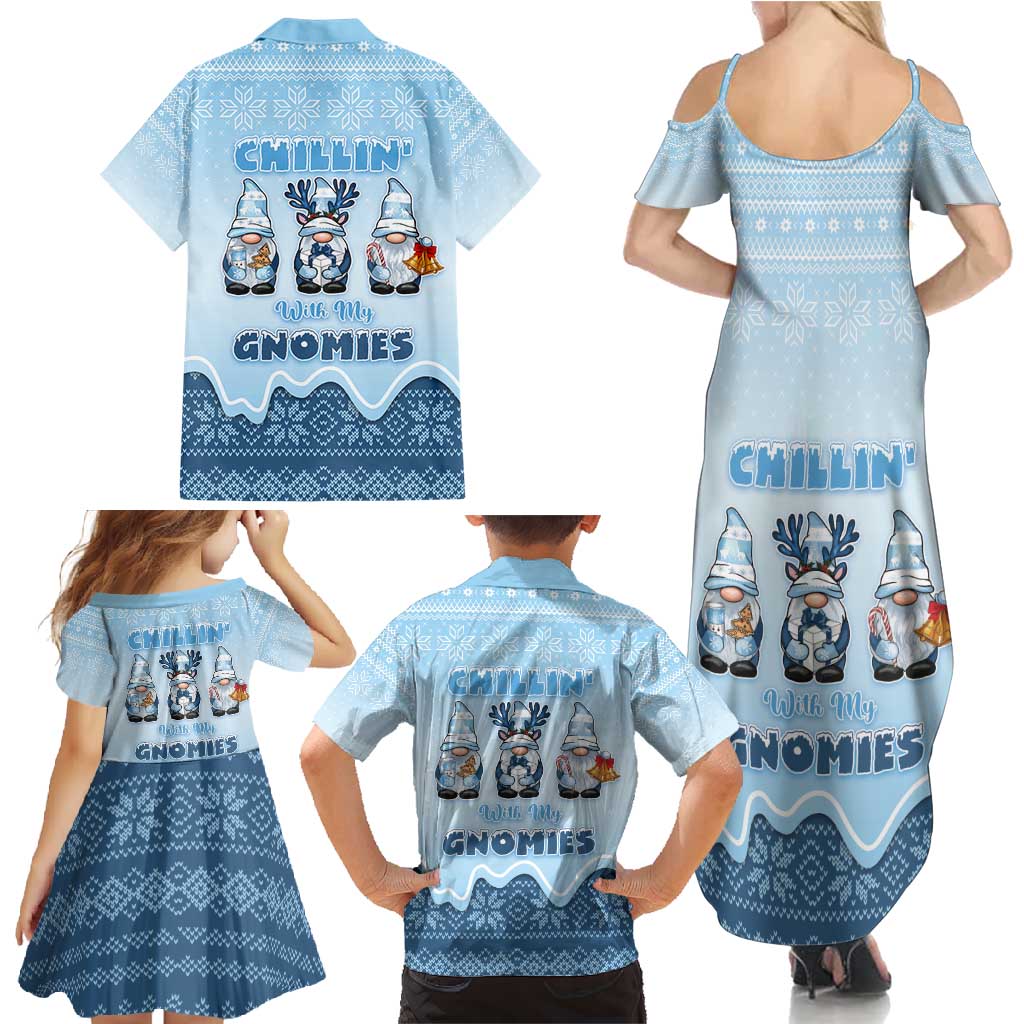 Chillin With My Gnomies Family Matching Summer Maxi Dress and Hawaiian Shirt Merry Christmas - Wonder Print Shop