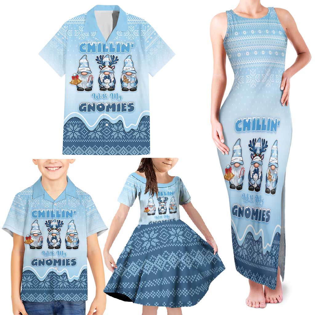 Chillin With My Gnomies Family Matching Tank Maxi Dress and Hawaiian Shirt Merry Christmas - Wonder Print Shop