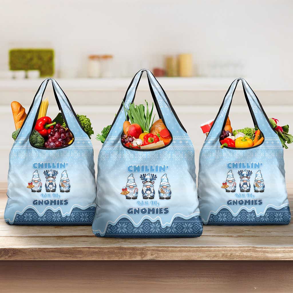 Chillin With My Gnomies Grocery Bag Merry Christmas - Wonder Print Shop