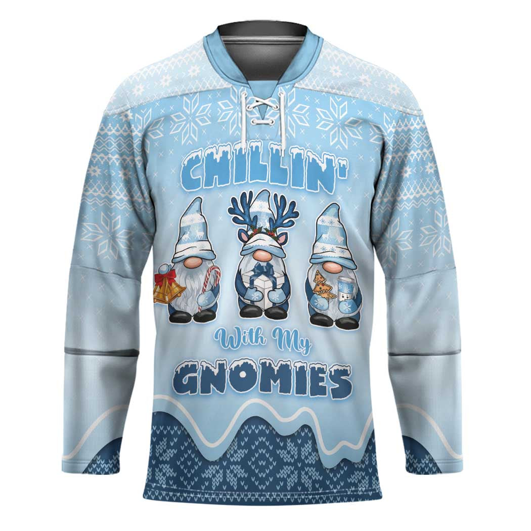 Chillin With My Gnomies Hockey Jersey Merry Christmas - Wonder Print Shop
