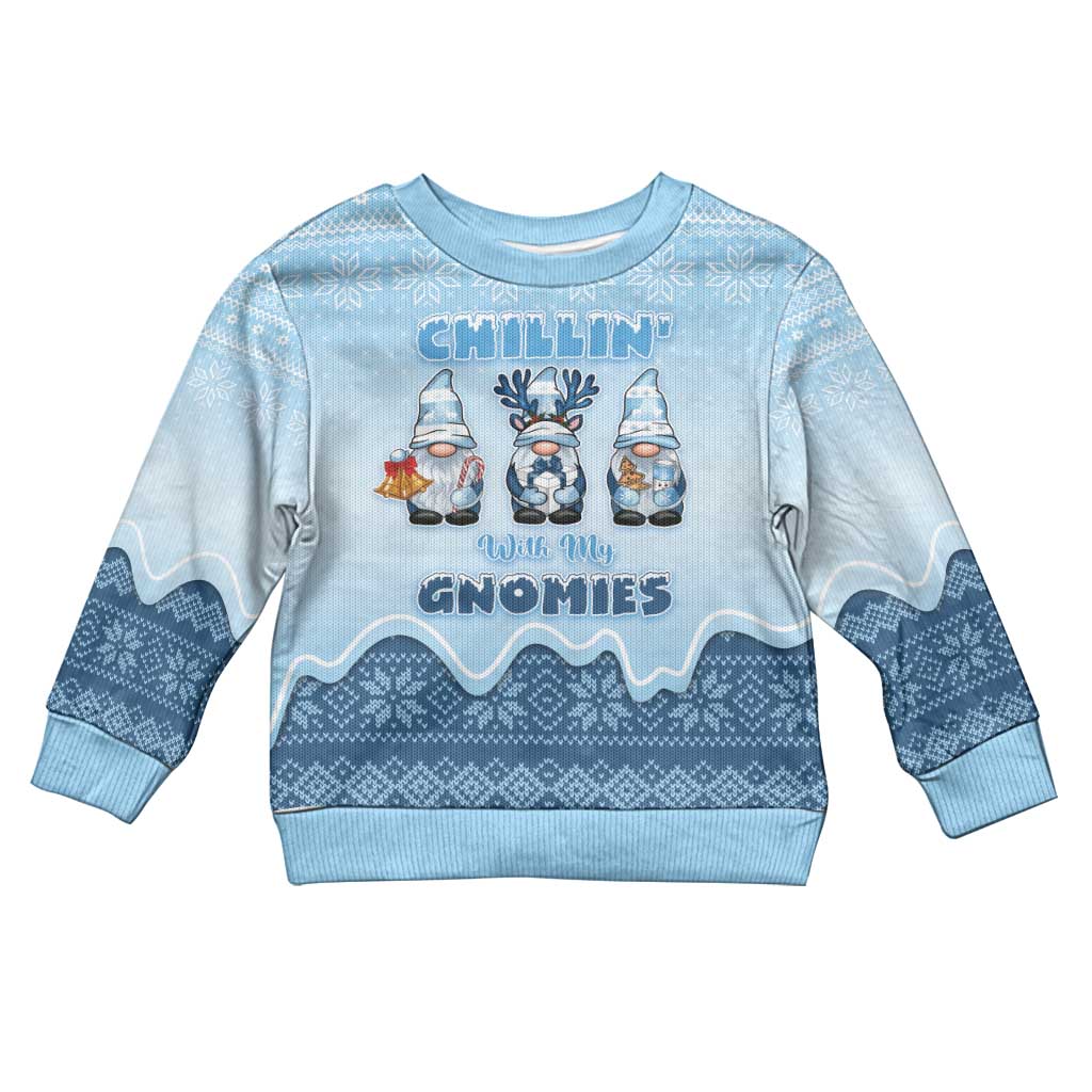 Chillin With My Gnomies Kid Ugly Christmas Sweater Merry Christmas - Wonder Print Shop