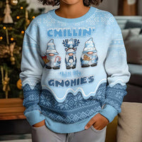 Chillin With My Gnomies Kid Ugly Christmas Sweater Merry Christmas - Wonder Print Shop