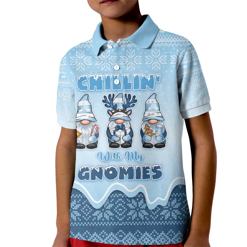 Chillin With My Gnomies Kid Polo Shirt Merry Christmas - Wonder Print Shop