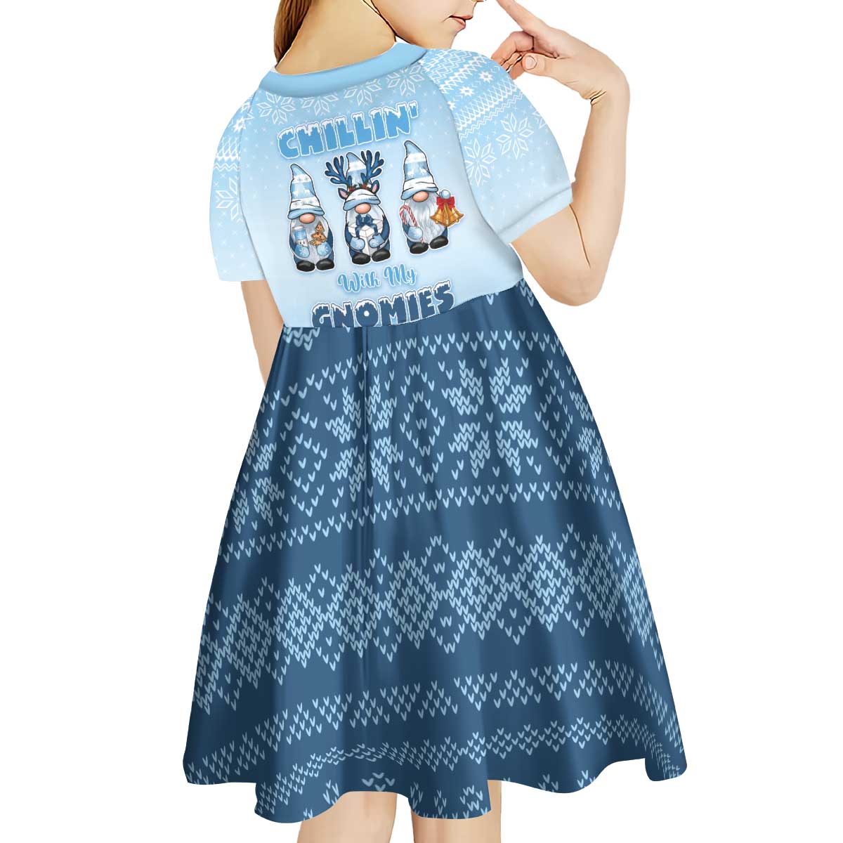 Chillin With My Gnomies Kid Short Sleeve Dress Merry Christmas - Wonder Print Shop