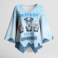 Chillin With My Gnomies Kimono Sleeve Blouse Merry Christmas - Wonder Print Shop