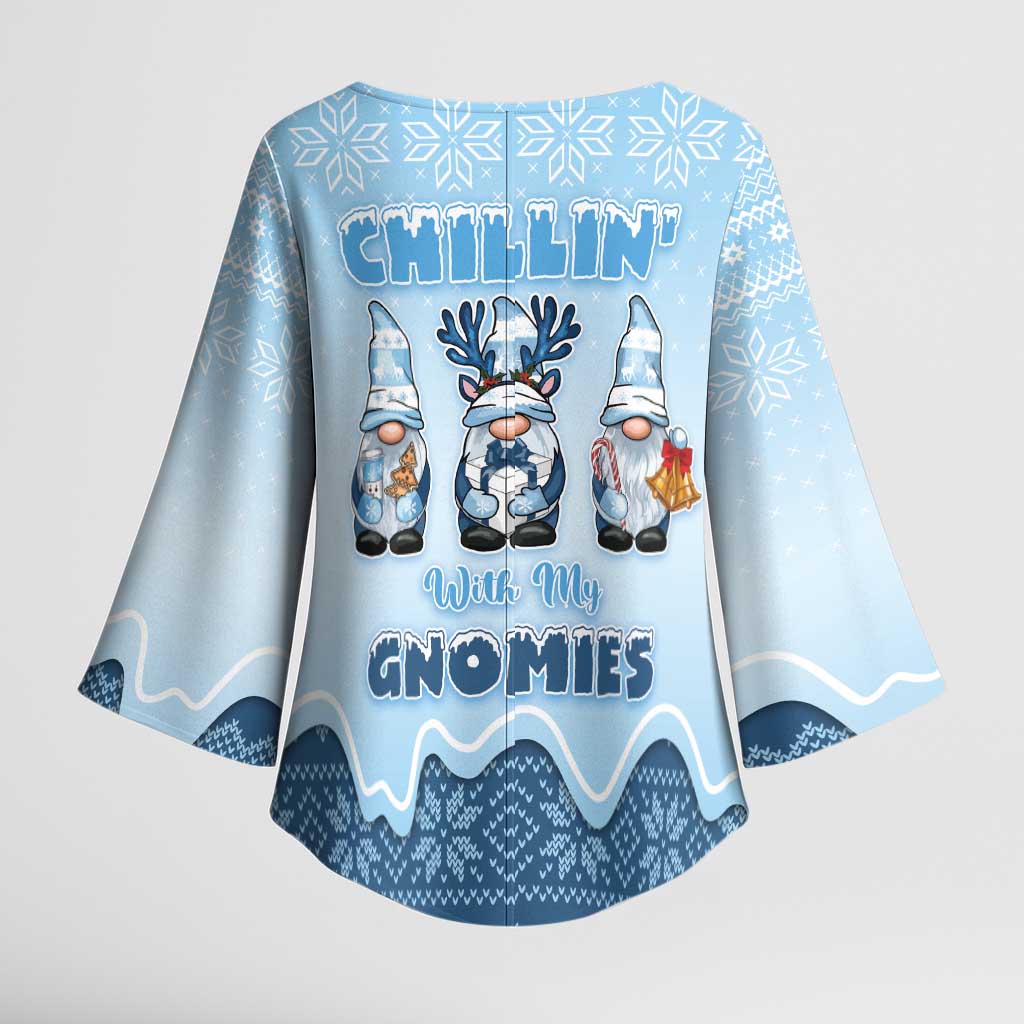 Chillin With My Gnomies Kimono Sleeve Blouse Merry Christmas - Wonder Print Shop