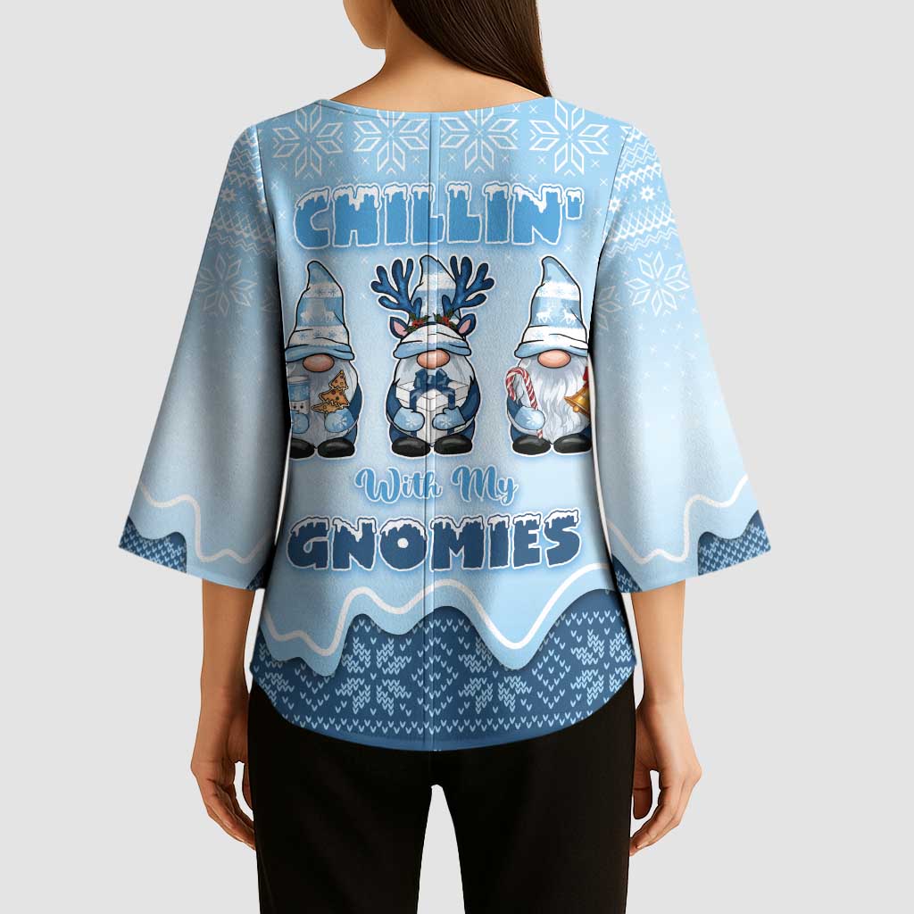 Chillin With My Gnomies Kimono Sleeve Blouse Merry Christmas - Wonder Print Shop