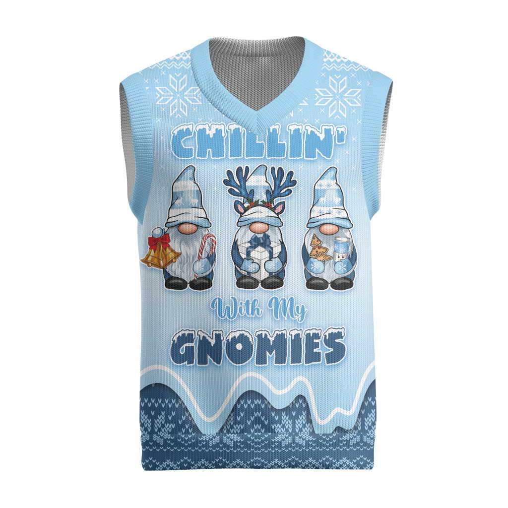 Chillin With My Gnomies Christmas Knitted V-Neck Vest Merry Christmas - Wonder Print Shop
