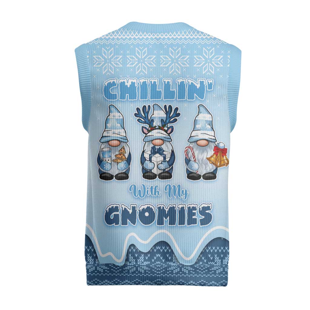 Chillin With My Gnomies Christmas Knitted V-Neck Vest Merry Christmas - Wonder Print Shop