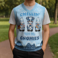 Chillin With My Gnomies Christmas Knitted V-Neck Vest Merry Christmas - Wonder Print Shop
