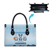 Chillin With My Gnomies Leather Bag Merry Christmas - Wonder Print Shop