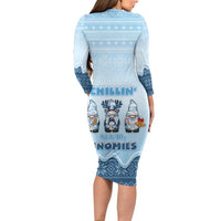 Chillin With My Gnomies Long Sleeve Bodycon Dress Merry Christmas - Wonder Print Shop