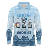 Chillin With My Gnomies Long Sleeve Polo Shirt Merry Christmas - Wonder Print Shop