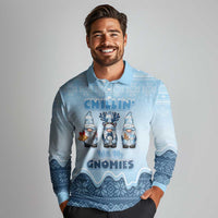 Chillin With My Gnomies Long Sleeve Polo Shirt Merry Christmas - Wonder Print Shop