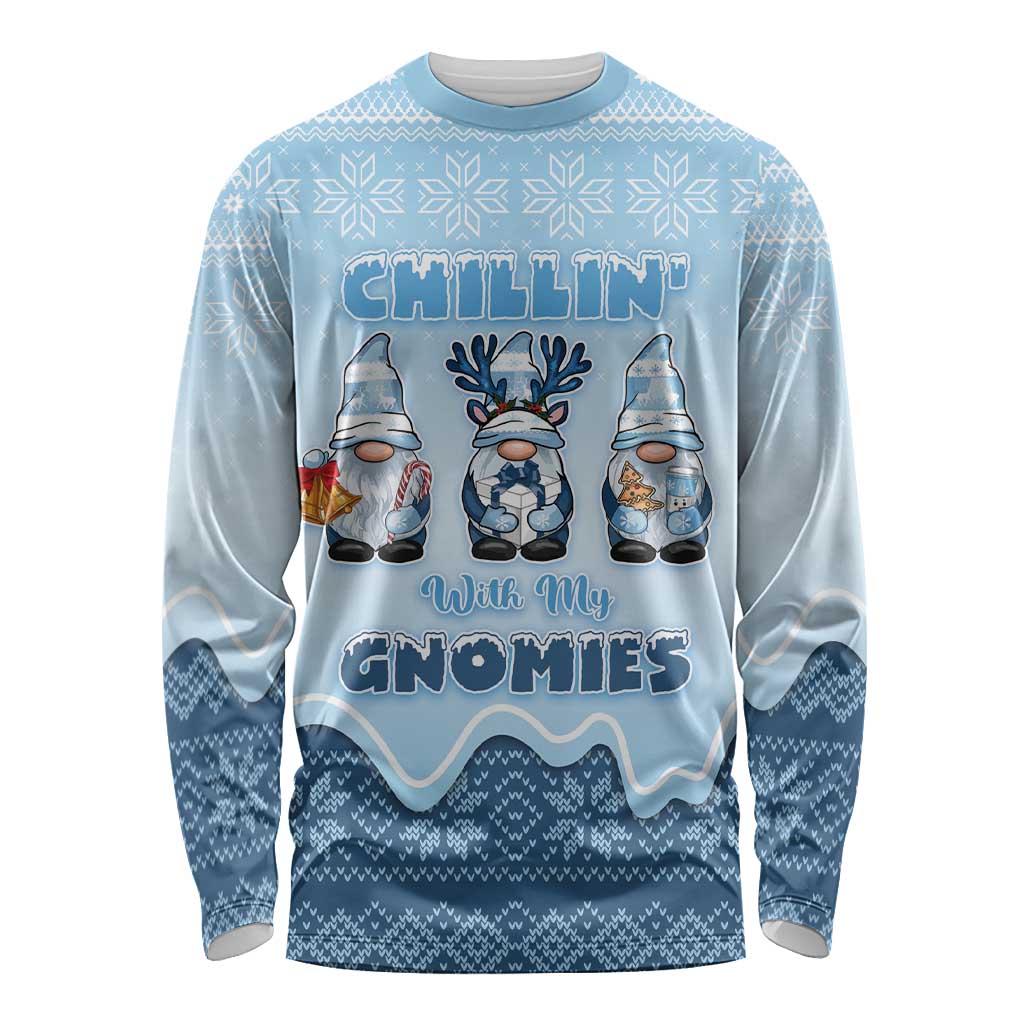 Chillin With My Gnomies Long Sleeve Shirt Merry Christmas - Wonder Print Shop