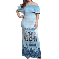 Chillin With My Gnomies Off Shoulder Maxi Dress Merry Christmas - Wonder Print Shop