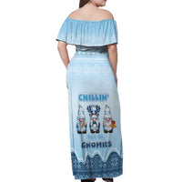Chillin With My Gnomies Off Shoulder Maxi Dress Merry Christmas - Wonder Print Shop