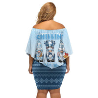 Chillin With My Gnomies Off Shoulder Short Dress Merry Christmas - Wonder Print Shop