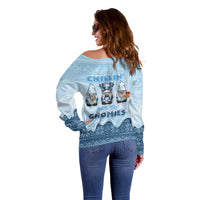 Chillin With My Gnomies Off Shoulder Sweater Merry Christmas - Wonder Print Shop