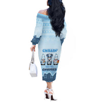 Chillin With My Gnomies Off The Shoulder Long Sleeve Dress Merry Christmas - Wonder Print Shop