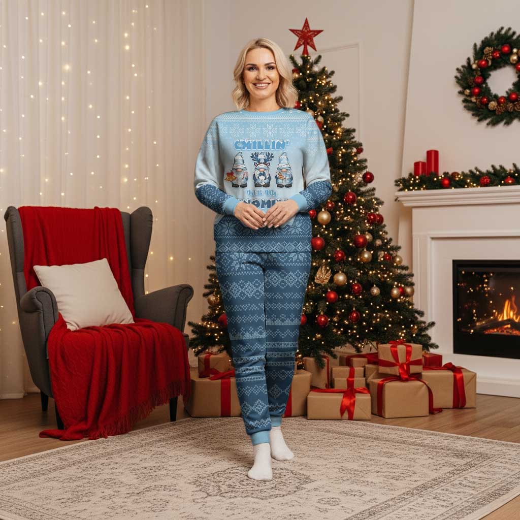 Chillin With My Gnomies Christmas Pajama Set Merry Christmas - Wonder Print Shop