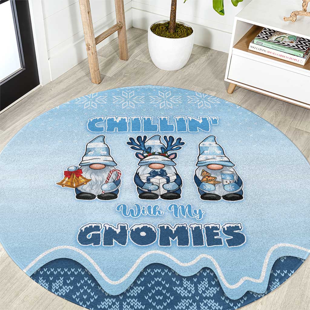 Chillin With My Gnomies Round Carpet Merry Christmas - Wonder Print Shop