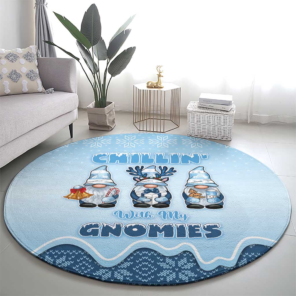 Chillin With My Gnomies Round Carpet Merry Christmas - Wonder Print Shop