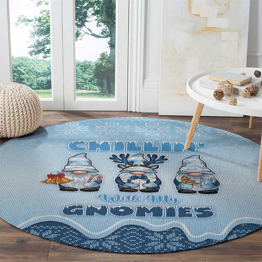 Chillin With My Gnomies Round Carpet Merry Christmas - Wonder Print Shop