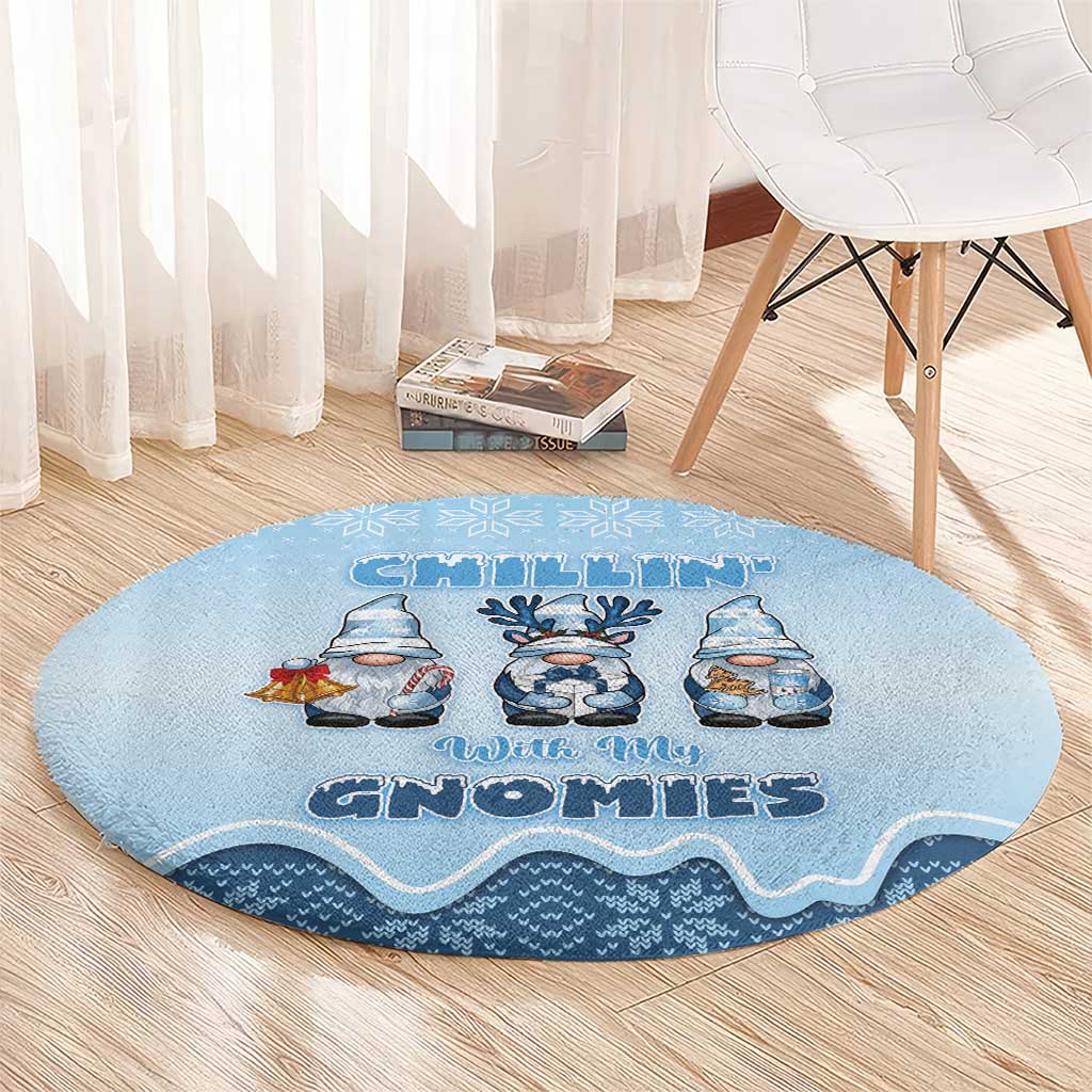 Chillin With My Gnomies Round Carpet Merry Christmas - Wonder Print Shop