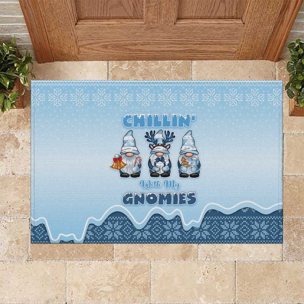 Chillin With My Gnomies Rubber Doormat Merry Christmas - Wonder Print Shop