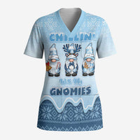 Chillin With My Gnomies Scrub Top Merry Christmas - Wonder Print Shop