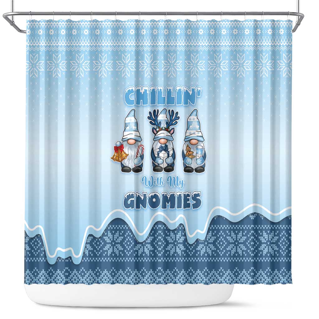 Chillin With My Gnomies Shower Curtain Merry Christmas - Wonder Print Shop