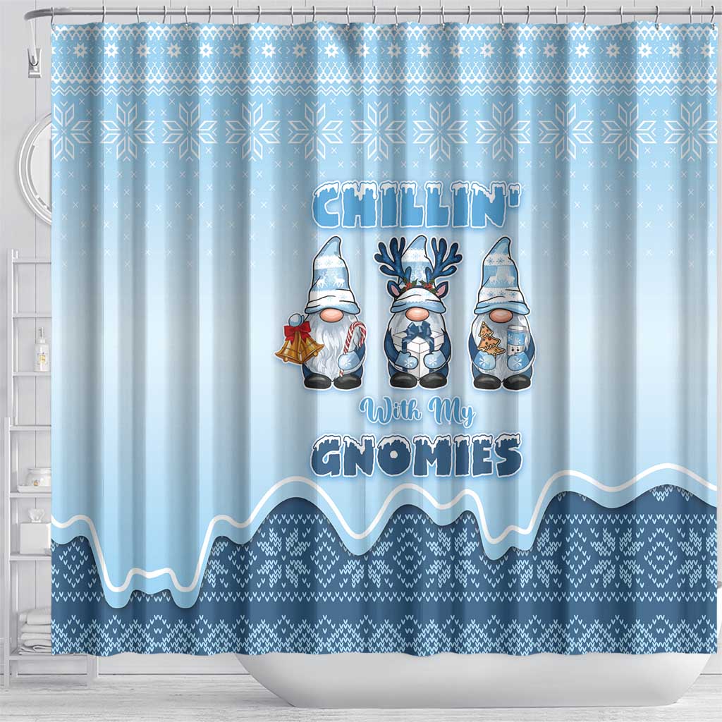 Chillin With My Gnomies Shower Curtain Merry Christmas - Wonder Print Shop