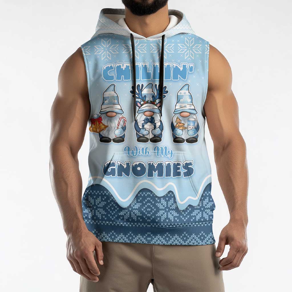 Chillin With My Gnomies Sleeveless Hoodie Merry Christmas - Wonder Print Shop