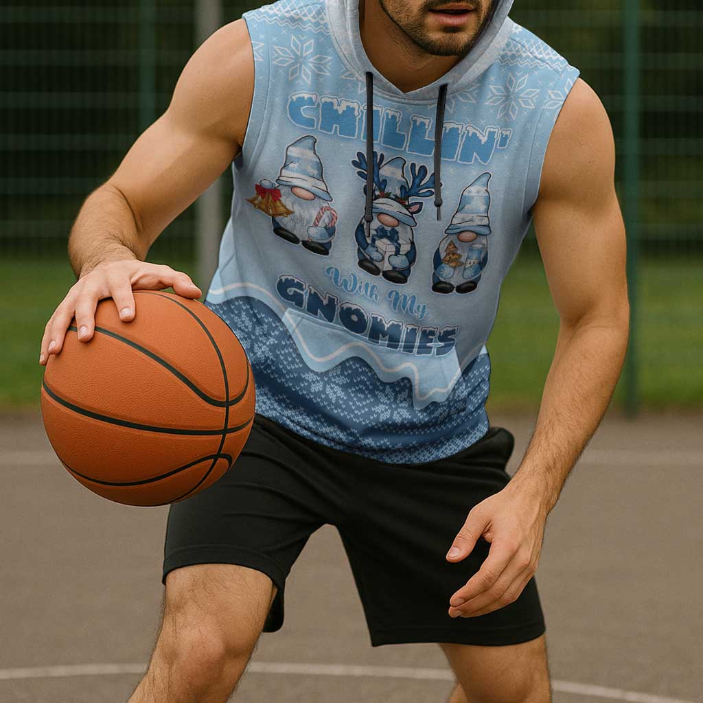 Chillin With My Gnomies Sleeveless Hoodie Merry Christmas - Wonder Print Shop