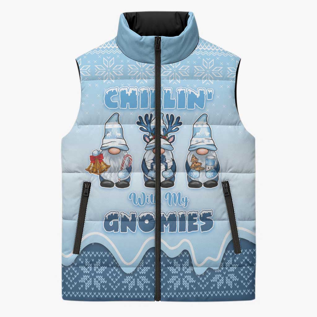 Chillin With My Gnomies Sleeveless Puffer Jacket Merry Christmas - Wonder Print Shop