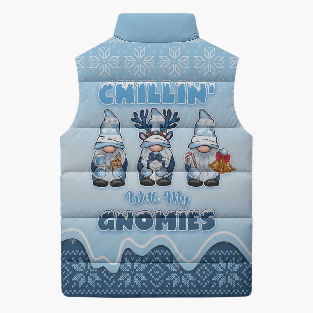 Chillin With My Gnomies Sleeveless Puffer Jacket Merry Christmas - Wonder Print Shop