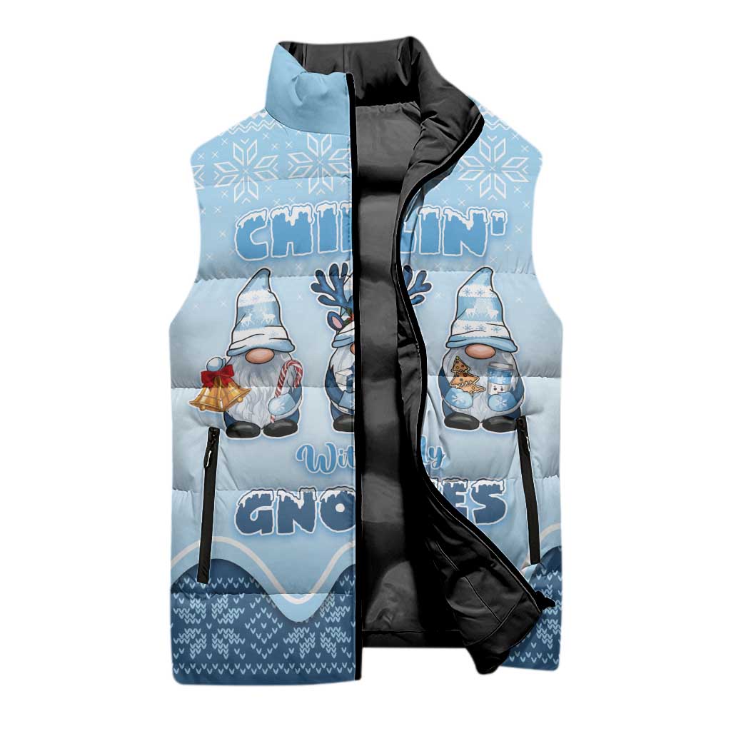 Chillin With My Gnomies Sleeveless Puffer Jacket Merry Christmas - Wonder Print Shop