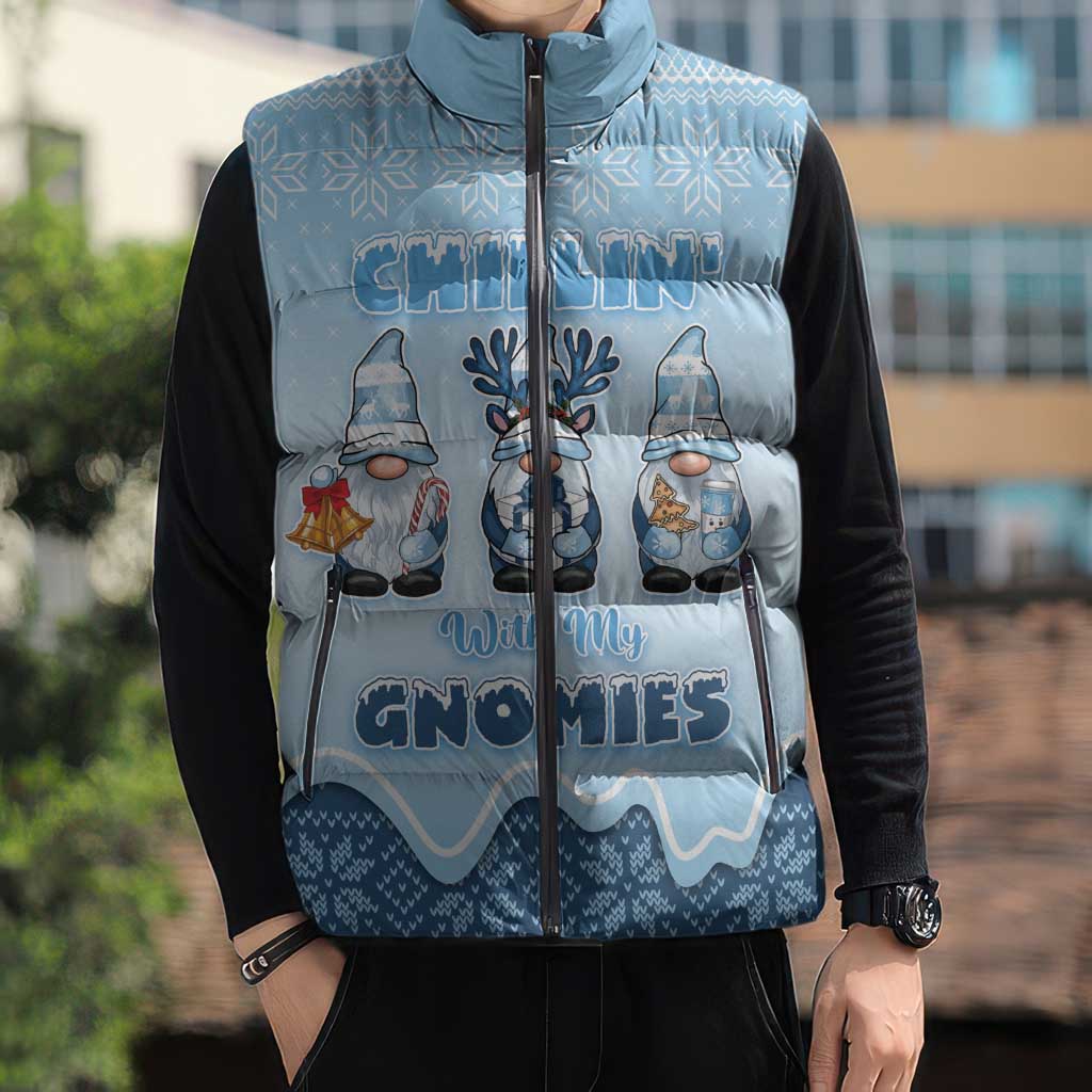 Chillin With My Gnomies Sleeveless Puffer Jacket Merry Christmas - Wonder Print Shop