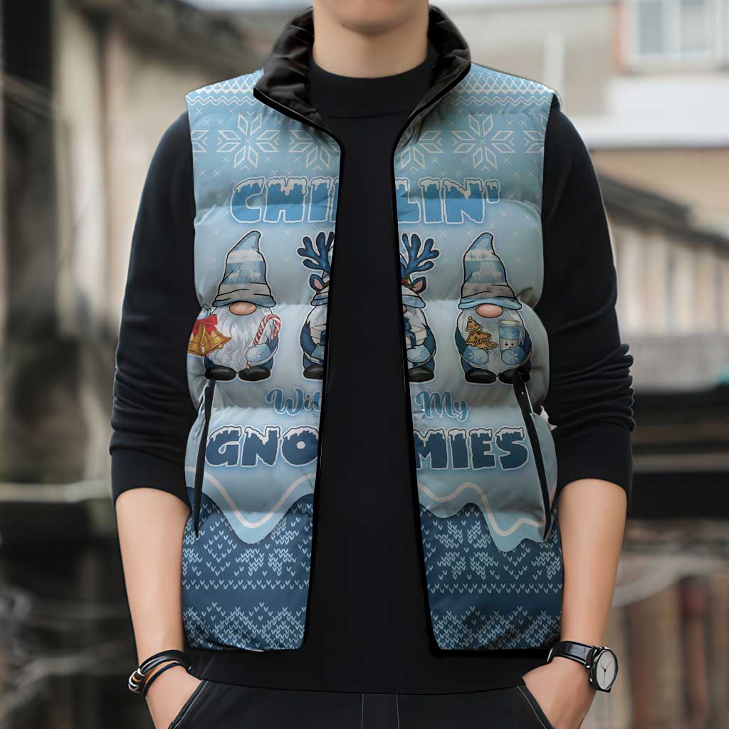 Chillin With My Gnomies Sleeveless Puffer Jacket Merry Christmas - Wonder Print Shop